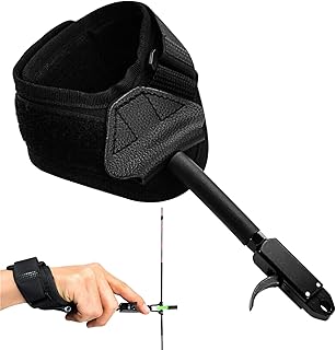 Compound Bow Release Aid Trigger Adult Archery Right Left Hand Adjustable Black Wrist Strap （Pack of 1