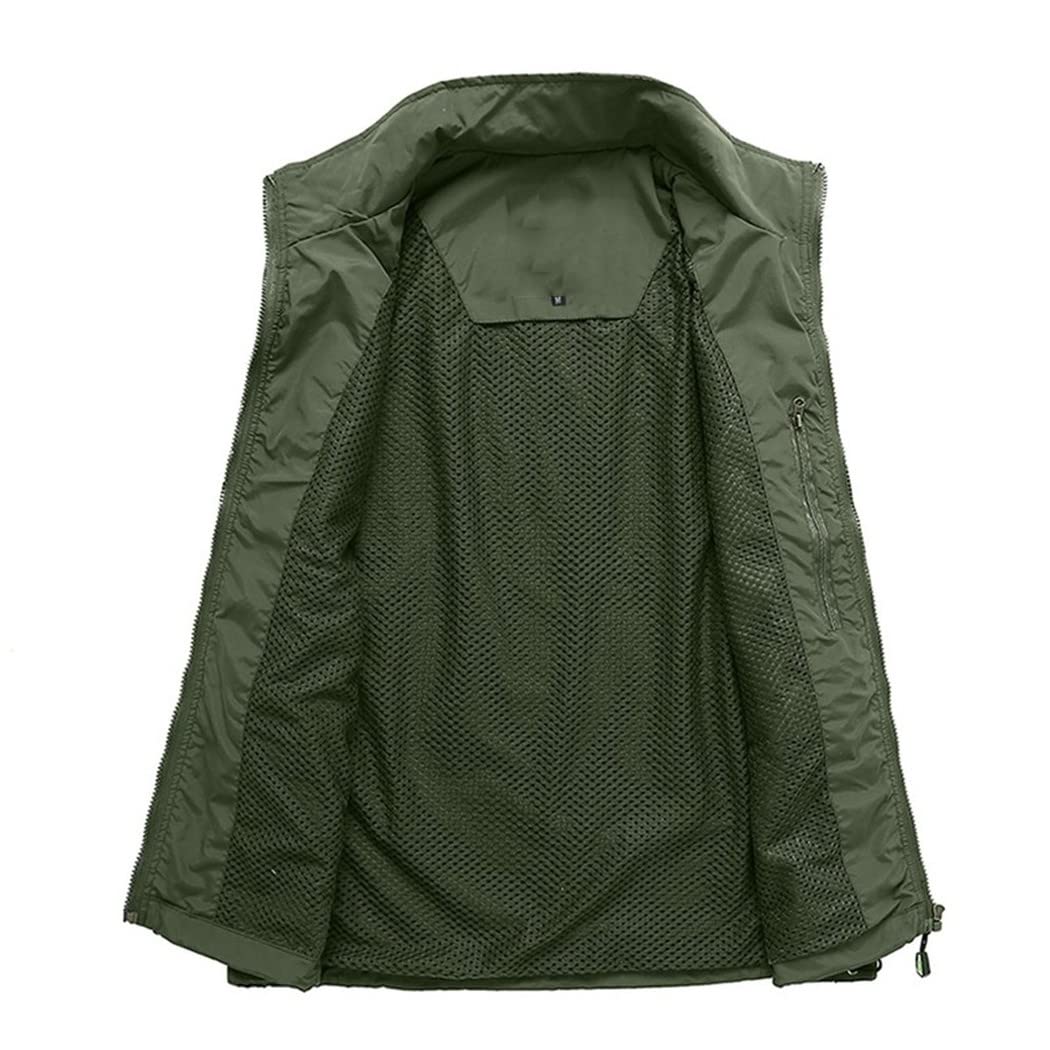 Chaleco multi fino del bolsillo de la malla del verano, chaqueta sin mangas casual masculina del tamaño grande con el chaleco de muchos bolsillos