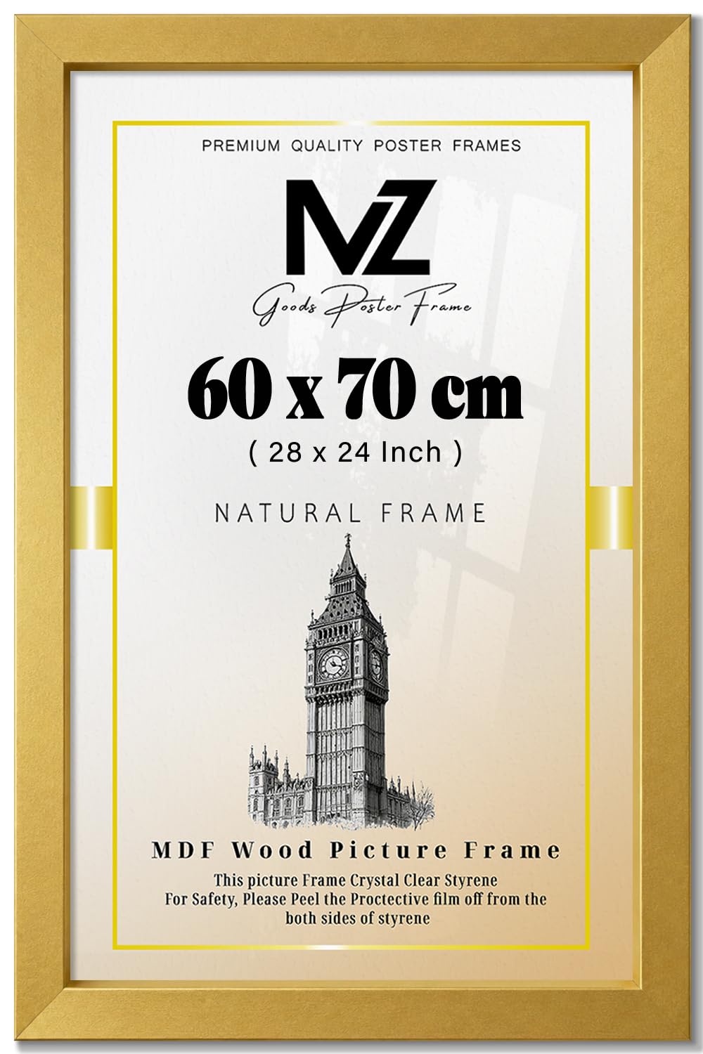 MZ GOODS | Rectangle (60 x 70 CM) Eton Wood Gold Gift Frame – 28 x 24 Frame | Special Occasions 70 x 60 cm [ Gold ] — image 1