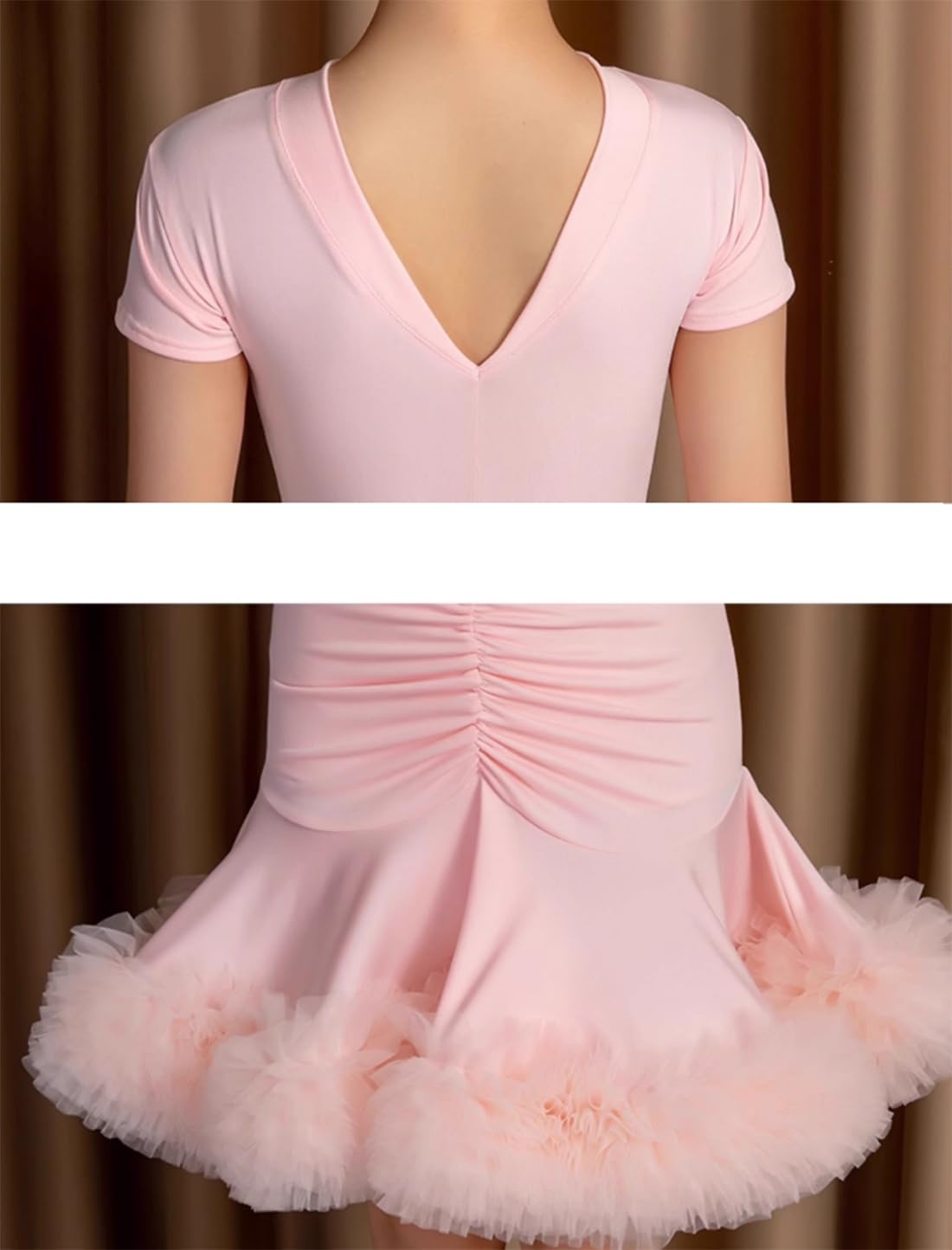 Vestido de Baile Latino para Niñas Ropa de Baile de Salón para Niñas Vestidos de Competición para Baile de Salsa Cha Cha Y Tango Traje de Entrenamiento para Actuaciones(130Cm)