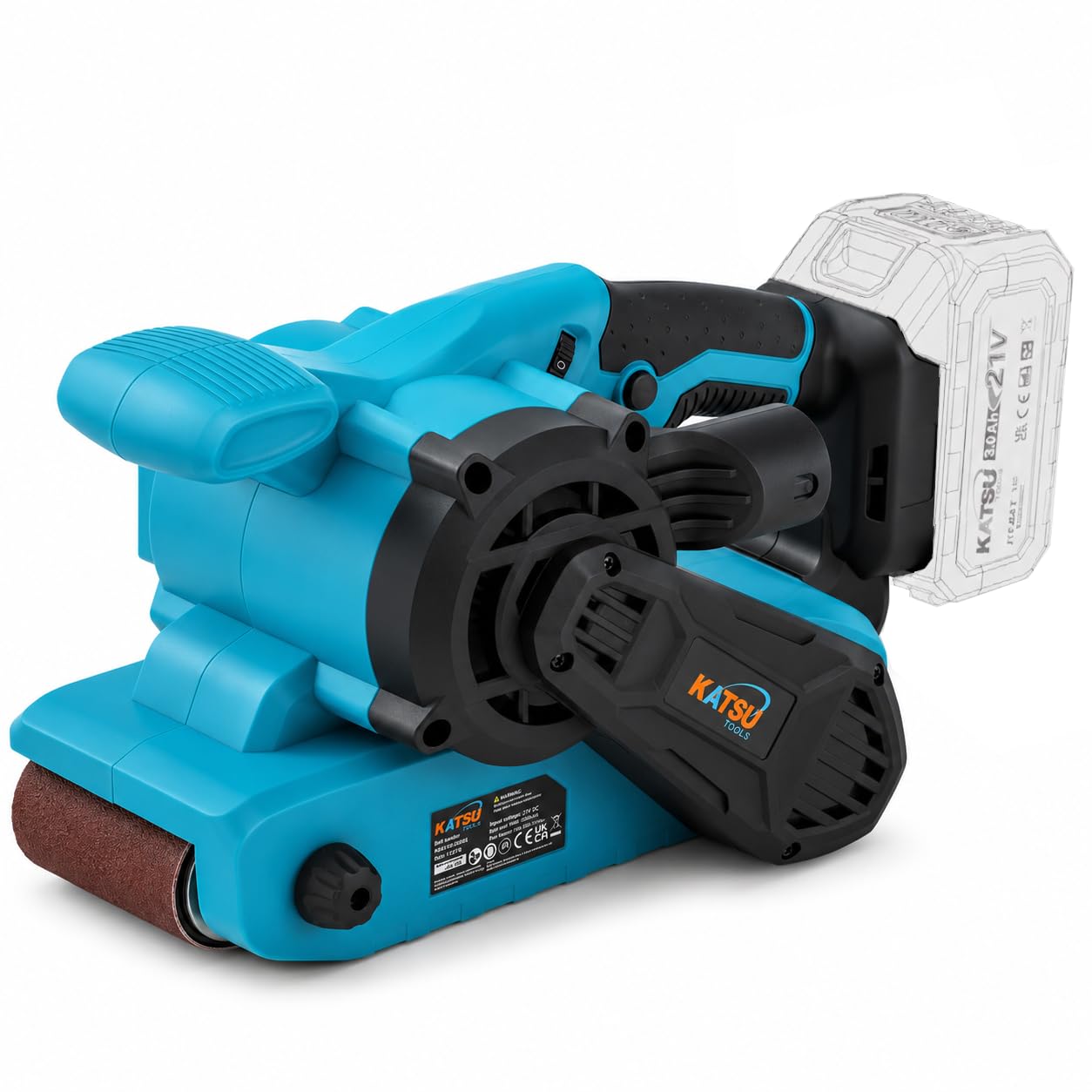 KATSU Tools 18V Akku-Bandschleifer - Bürstenloser Motor, 76 × 533 mm Schleifband, variable Geschwindigkeit, Staubbeutel, für Holz, Metall & mehr - Batterie nicht im Lieferumfang enthalten, Modell
