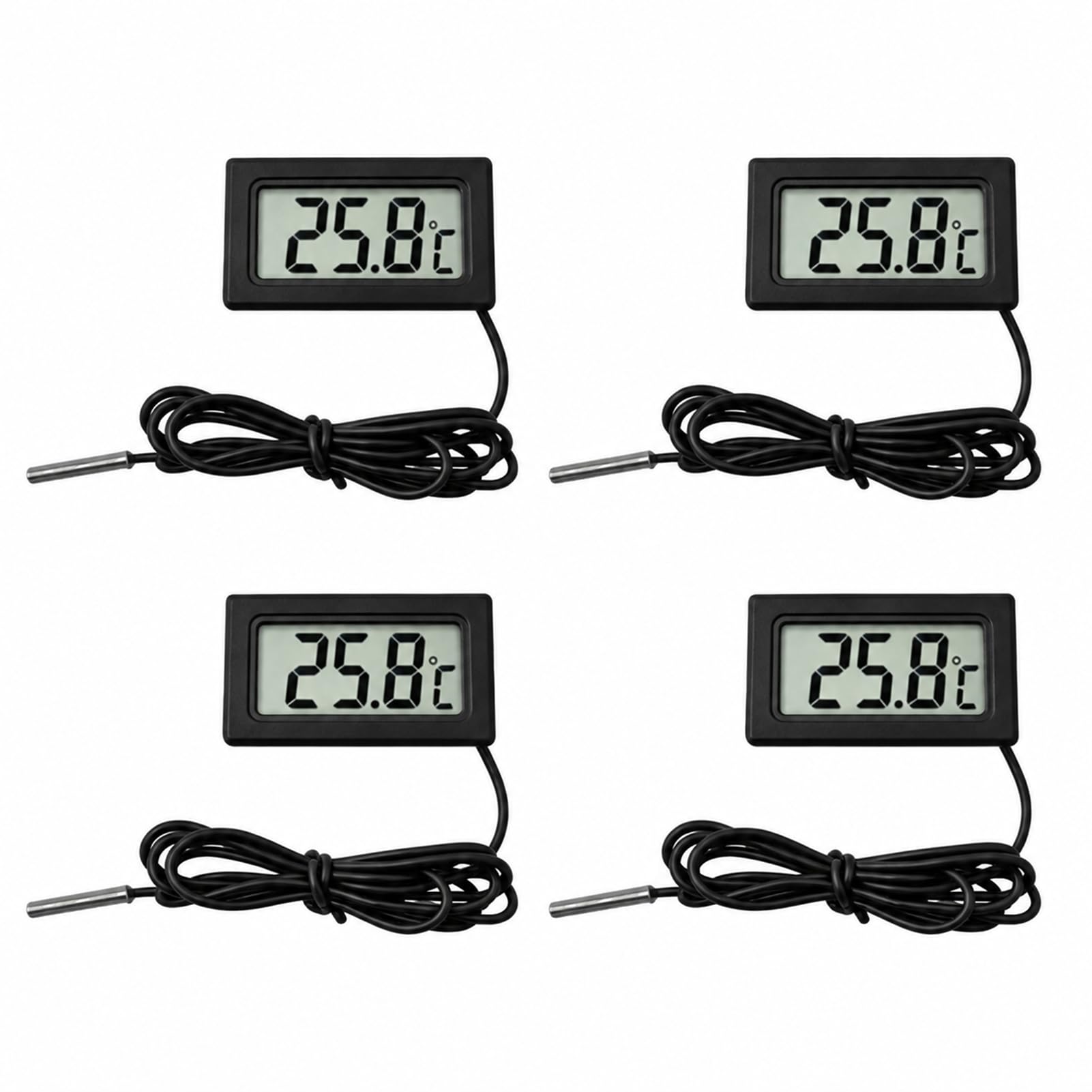 Digitales LCD-Digital-Thermometer mit externer Sonde, wasserdicht, für Kühlschrank, Gefrierschrank, Aquarium und andere Anwendungen, integriertes Thermo-Hygrometer, Temperaturbereich -50 °C bis 110 °C