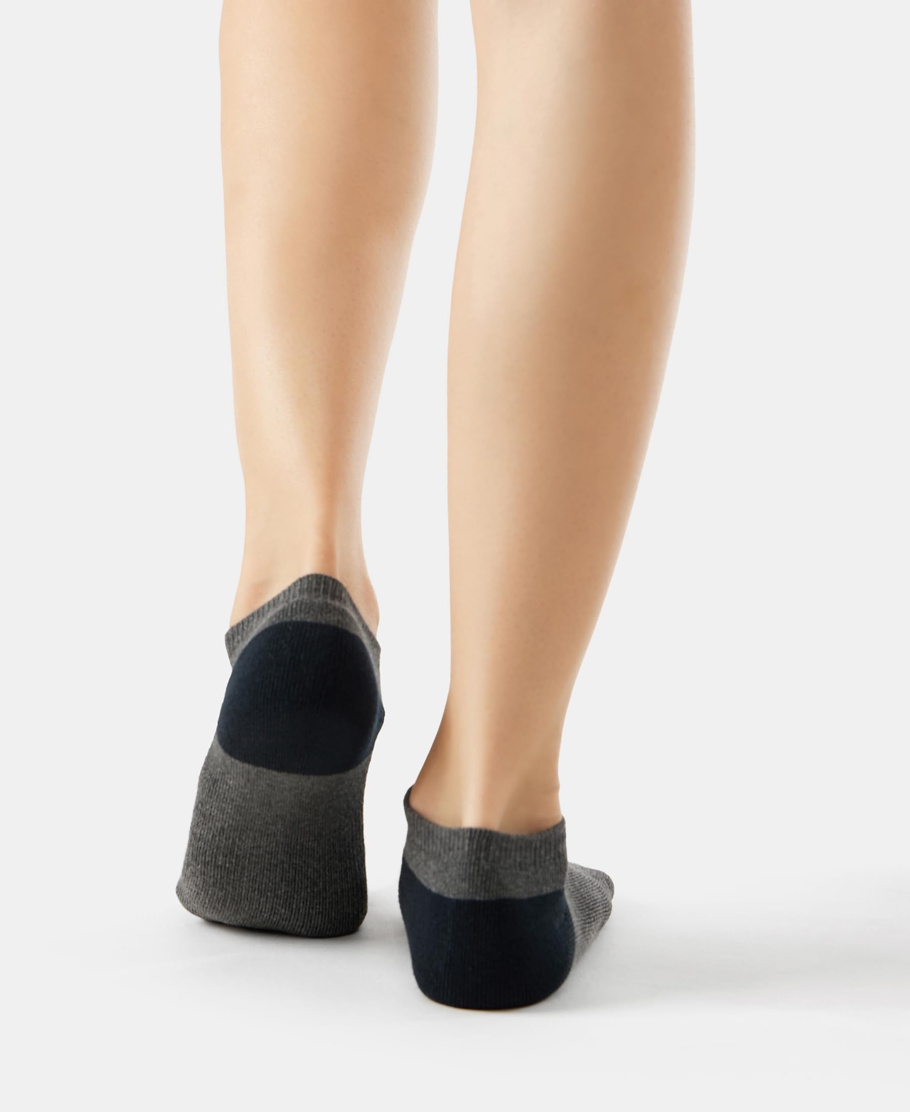 Jockey 7506 Women's Cotton Nylon Blend Solid Low Show Socks with Stay Fresh Treatment_Charcoal Melange & Mid Grey Melange_Free Size 1