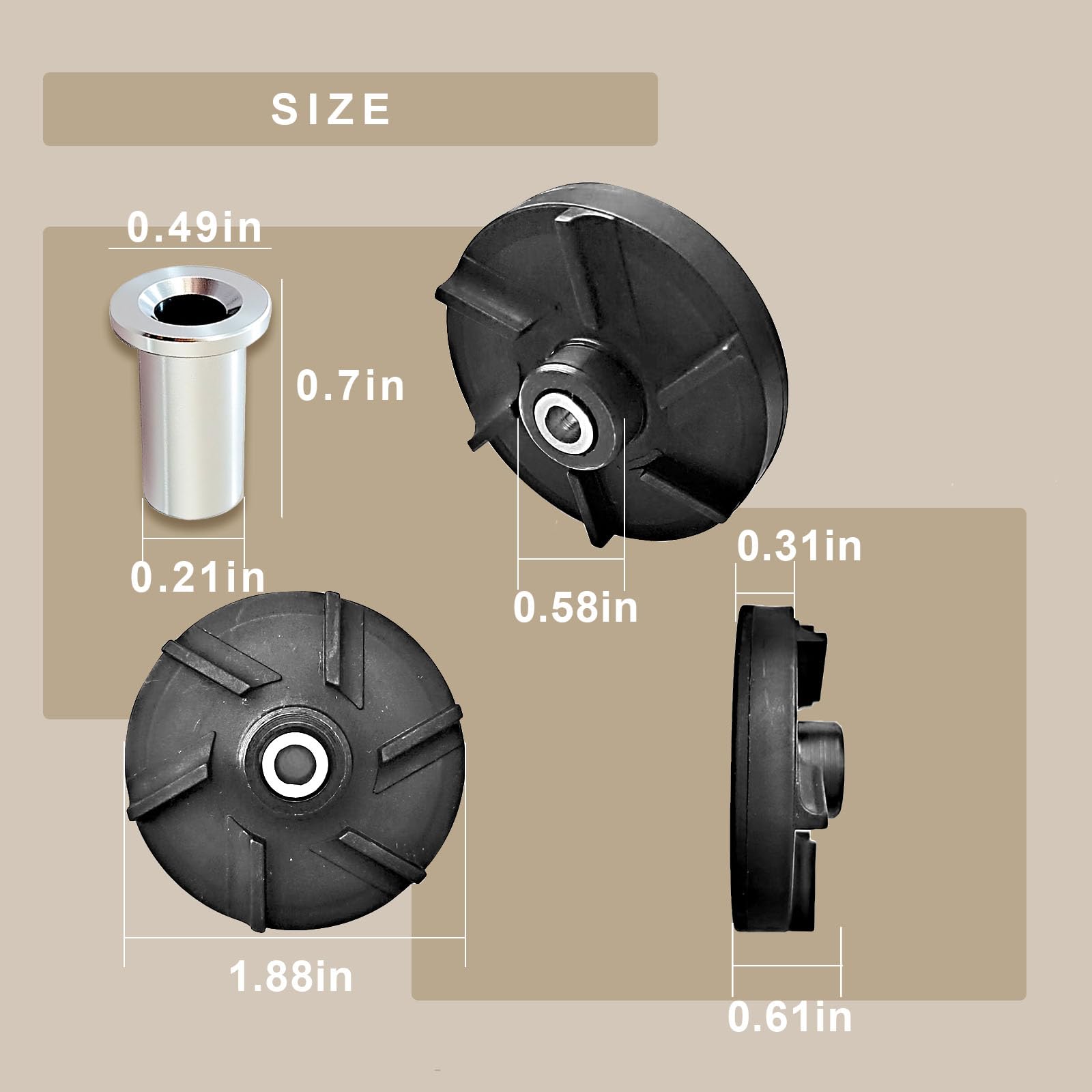 Standard Magnetic Impeller 3587 & 3220 Mcx Standard Bearing Housing, Compatible with Grindmaster Crathco Beverage Dispensers (3 Pack)