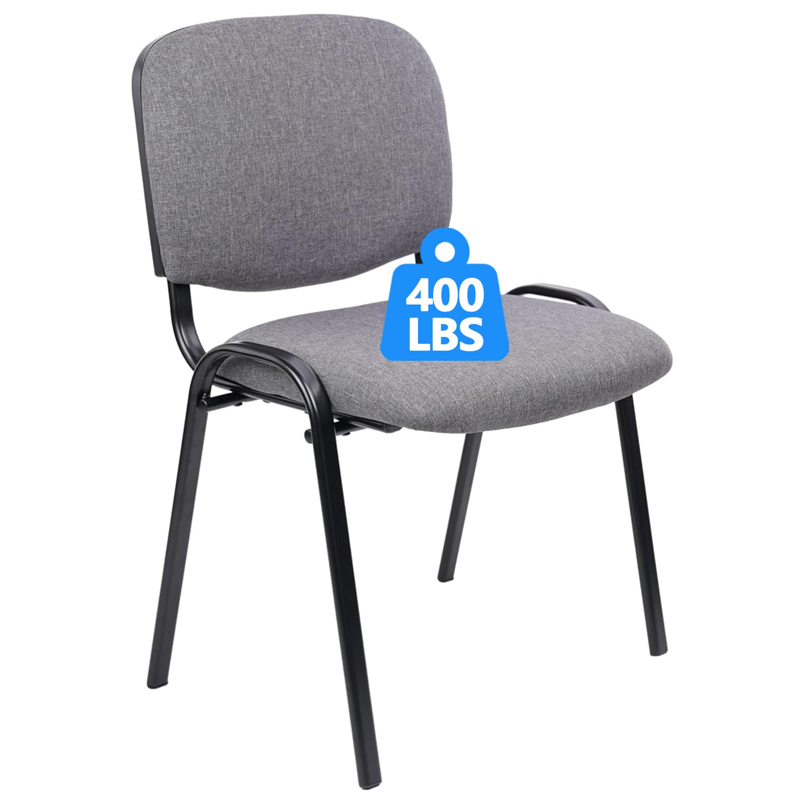 CLATINA Stackable Waiting Room Chairs, Cloth Fabric Guest Reception Chair with Upholstered Thickene Seat and Back Support, Stacking Chair Metal Leg for Office School Church Conference Room, Grey
