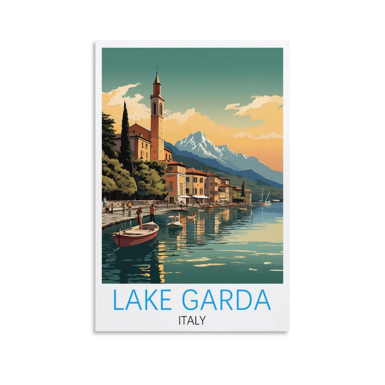 Unniq Lake Garda Italy Vintage Travel Posters 08X12inch(20X30cm) Canvas Painting Wall Art, Wall Decor Pictures Prints For Living Room Bedroom