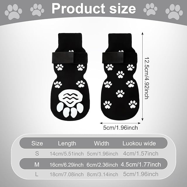 Foto 2 de 8 de Alyxen 2 Pares Calcetines Antideslizantes para Perros, Protector de Patas para Perro con Doble Agarre Lateral