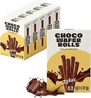 Zyluc Chocolate Wafer Rolls – Crispy Cream-Filled Cookies with Real Cocoa, Portion-Controlled Snack, Cholesterol Free, No Trans Fat, 200 Cal per Pack (50g) - Pack of 5