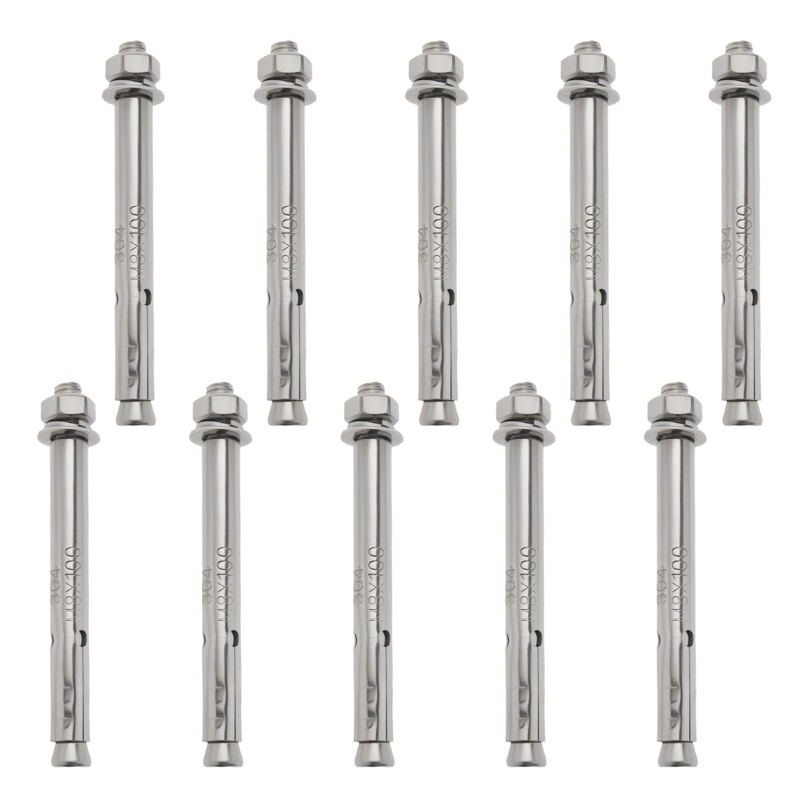 Briny River 10Pcs M8 x100 Expansion Bolts 304 Stainless Steel External Hex Expansion Bolts for Guardrails Security Doors Awnings Air 9.5x12.7mm
