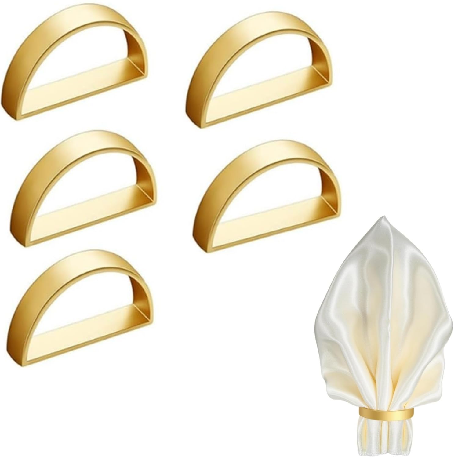 Servilleteros de Metal,5 Piezas soporte para hebilla de servilleta,Servilleteros Individuales,Servilleta Hebilla para bodas,fiestas,centros de mesa,celebraciones,banquetes luz de las velas(dorado)