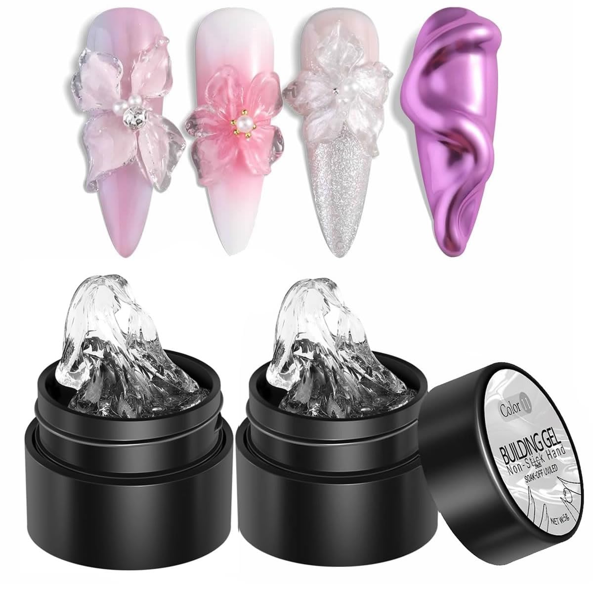 Clear 3D Sculpting Gel for Nail Art | Non-Sticky Hand Carving-Gel 5gm | Create 3D Flower Nail Designs | Professional ManicureGel for Nail Salon & Home Use 2Pcs-image-13