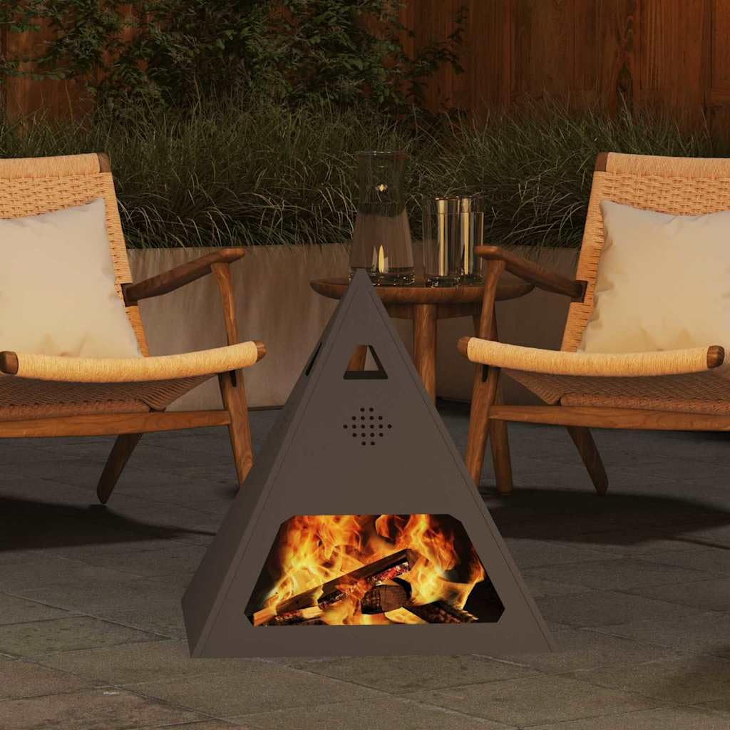 Feuerstelle Schwarz aus Stahl 50 x 50 x 51 cm, kamin ofen feuerstelle, schornstein, heizkassette, elektroeinsatz für terrasse garten haus, outdoor wärme deko behaglichkeit