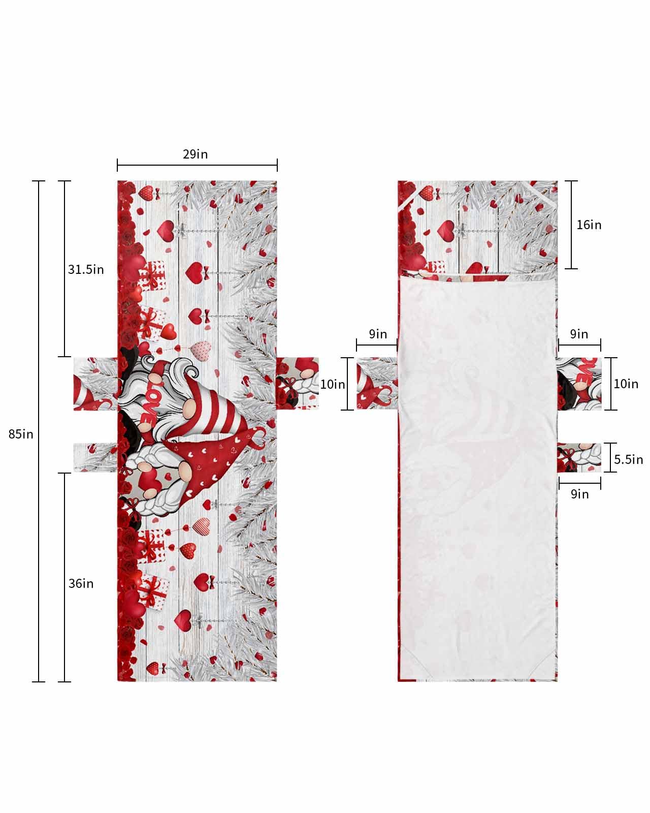 Red Gnomes Valentines Beach Lounge Chair Towel Cover, Soft Chaise Lounge Towel with Side Pockets Patio Pool Chairs Cover for Beach/Pool Sunbathing 29x85 Grey Botanical Love Heart Retro