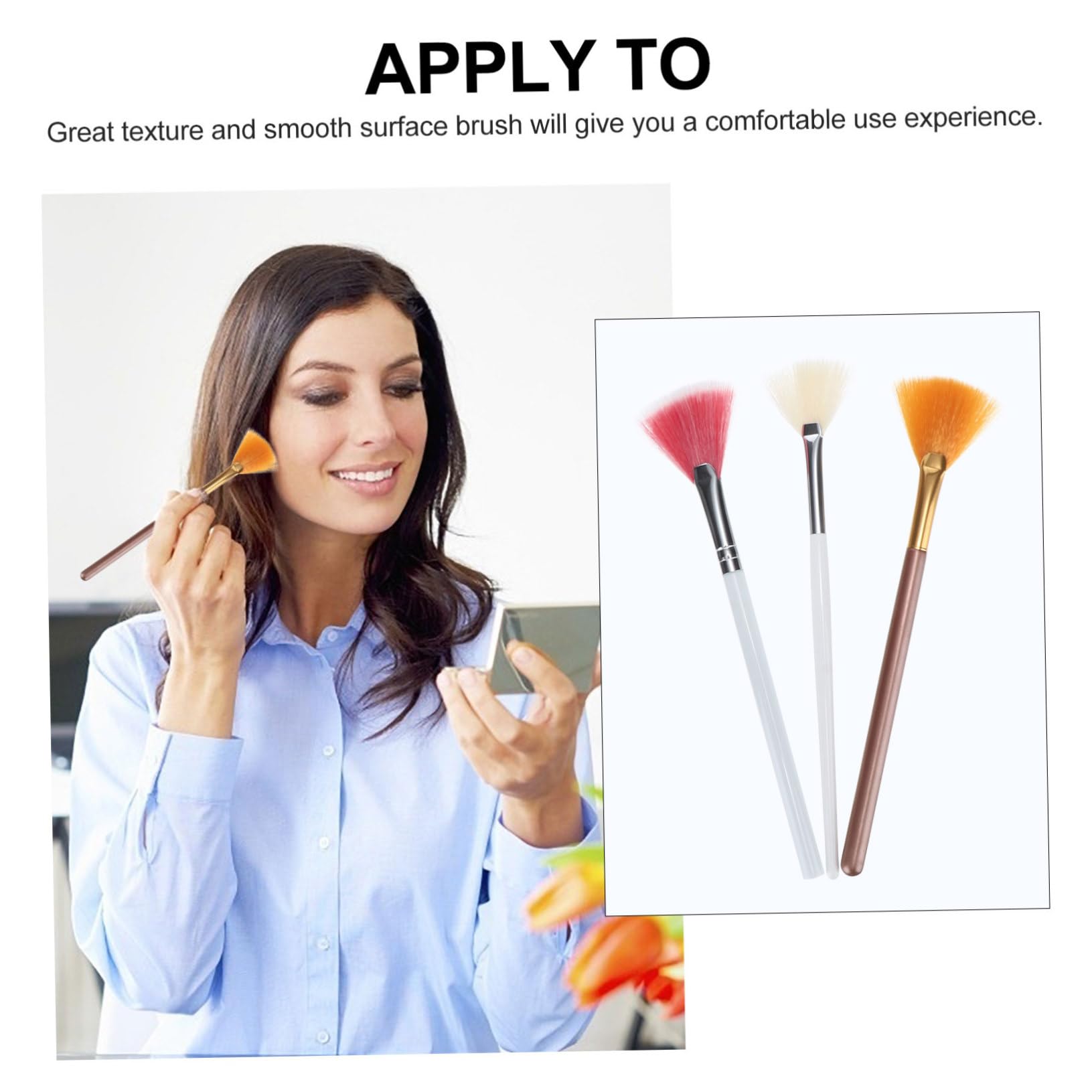 ABOOFAN 15pezzi Spazzole Fan-shaped Per Applicatori Per Illuminante e Blush Per Rosa Per Cosmetici