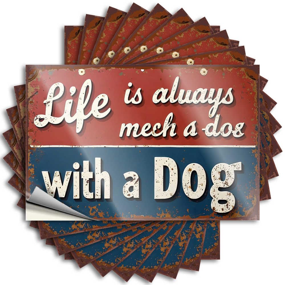Decal Bottle Book Life is Always Mech A Dog with A Dog for Girls - Lake Easy Peel Removable(6X9CM)