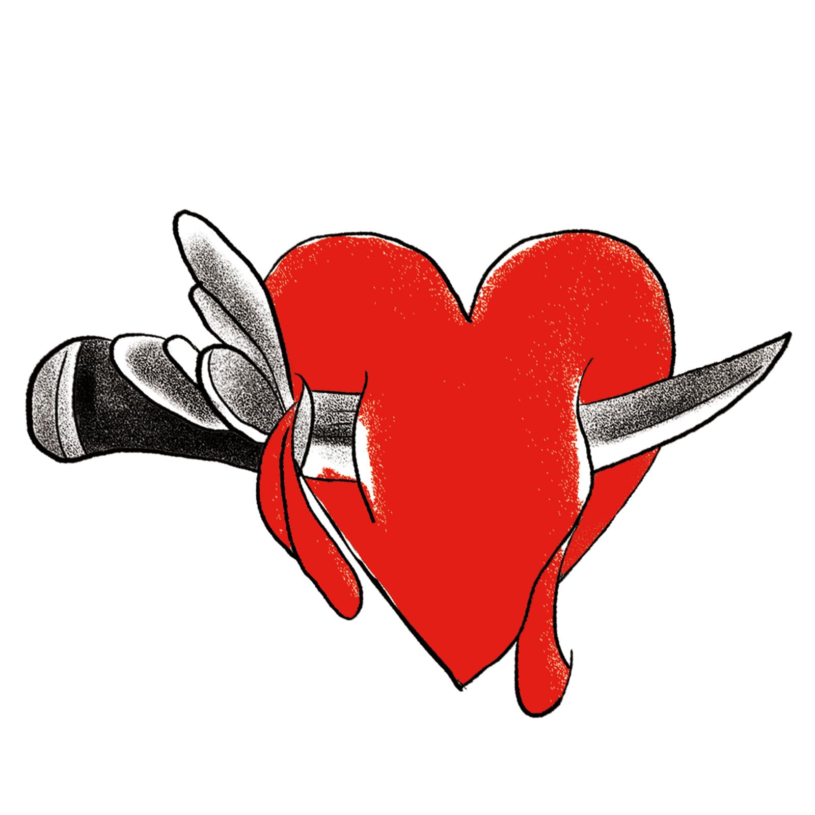 7-Sheet Heart Tattoos - Knife Bleeding Designs Temporary Tattoo for Men Women & Kids - Halloween & Cosplay Body Art Stickers