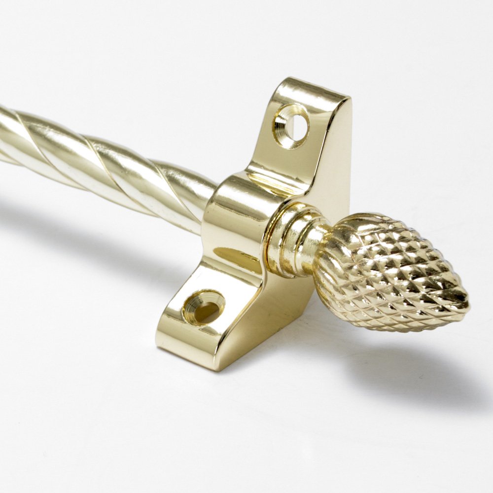 Quality Stair Rods Candy Twist 3/8" X 28.5" Brass Rope Bar Pineapple Finial