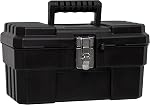 Akro-Mils 09514 ProBox 14-Inch Plastic Toolbox for Tools, Hobby or Craft Storage Toolbox with Removable Tray, 14-Inch x 8-Inch x 8-Inch, Black