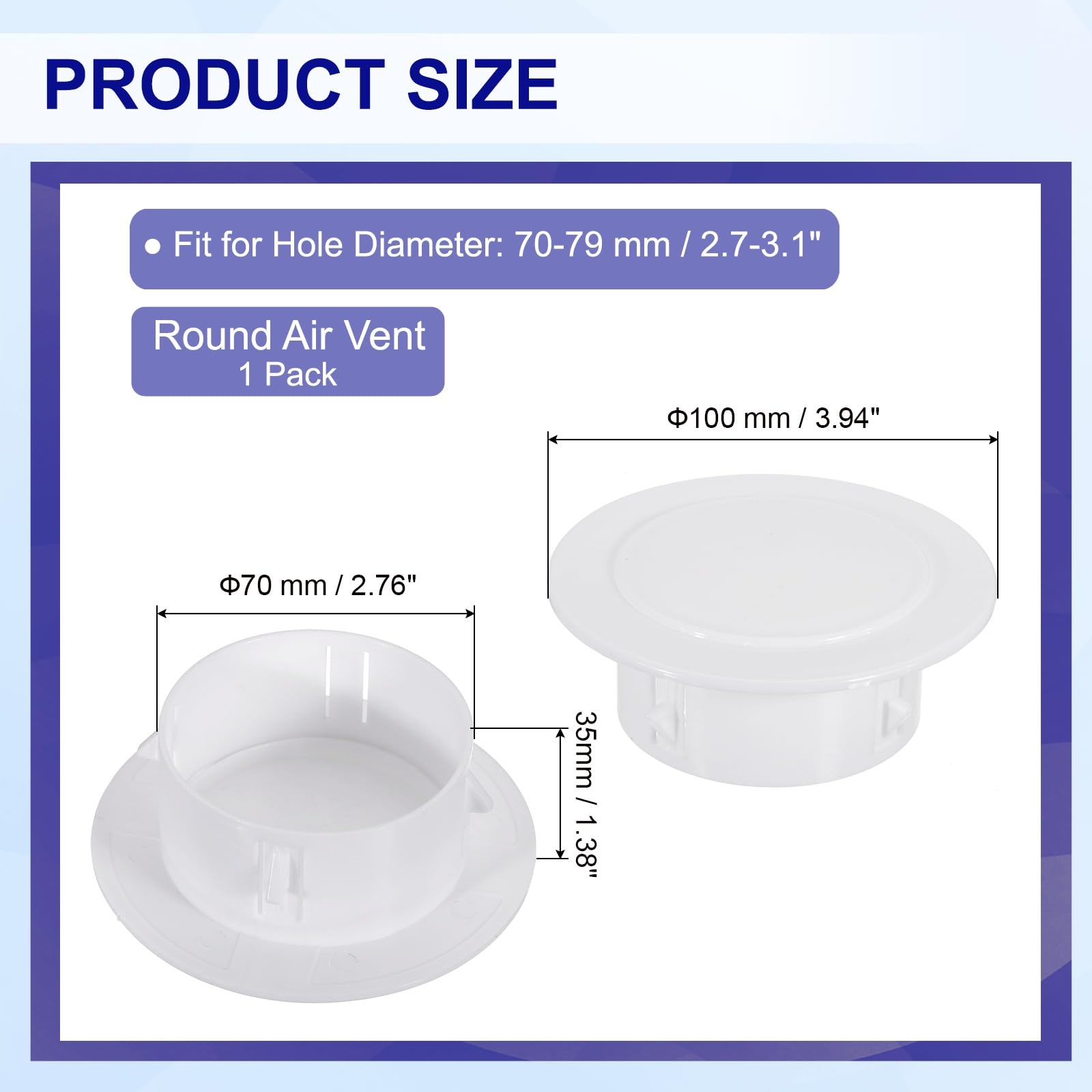 PATIKIL Air Conditioning Wall Hole Cover 2.8" (70mm) - Image 2