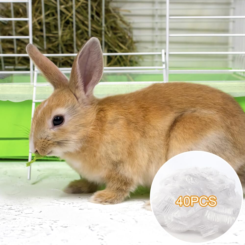 TCOTBE 40 bandejas desechables de plástico para mascotas, cubierta de papel higiénico, conejo, hámster, cubierta de película de inodoro para mascotas, forros de jaula para animales pequeños, forro
