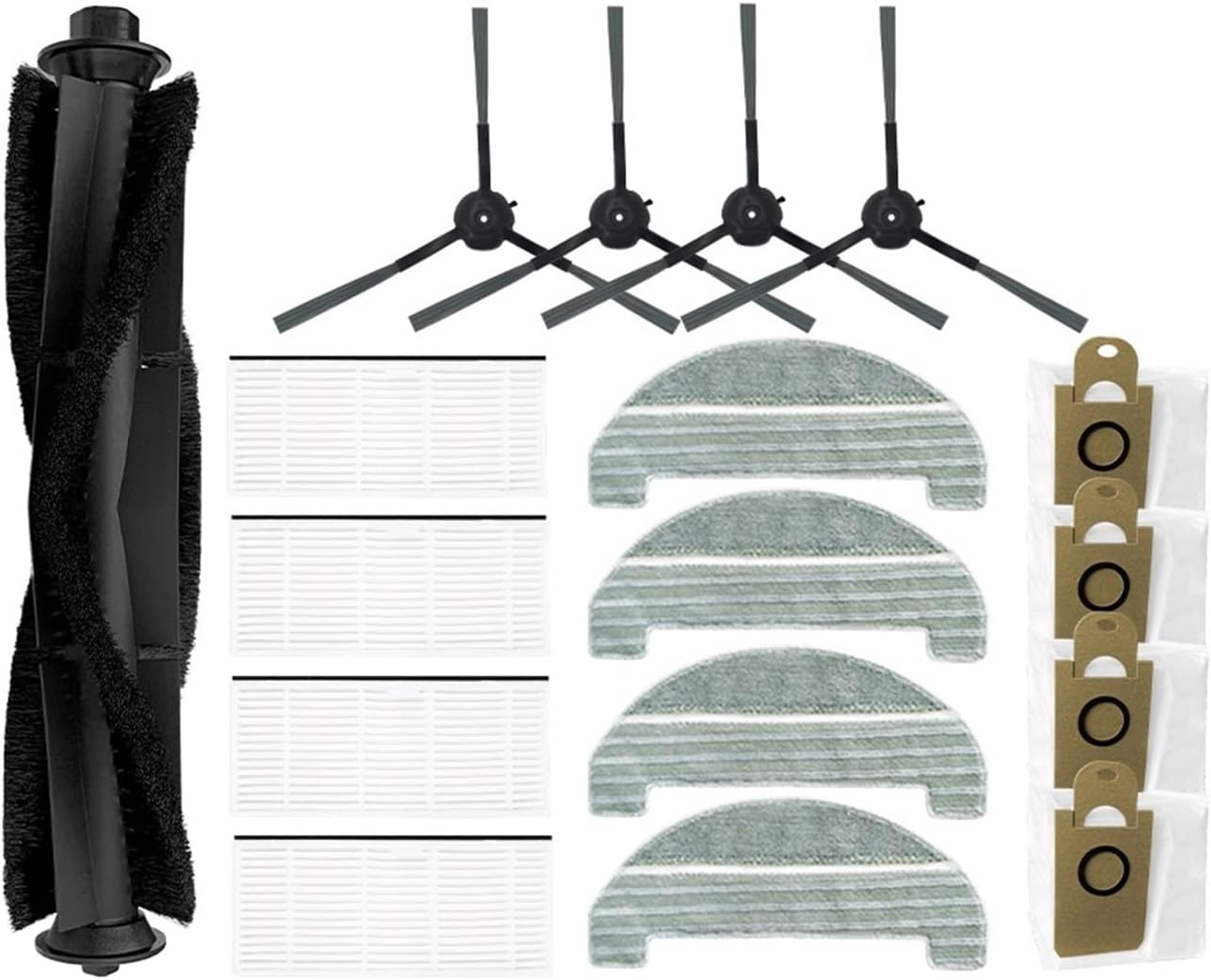 Robot Vacuum Cleaner Replacement Spare Parts，Main Side Brush，Hepa Filter，Mop Rag，Dust Bag，Compatible for Proscenic M8 Pro，Compatible for Ultenic D7 (Color : As Shown 4)