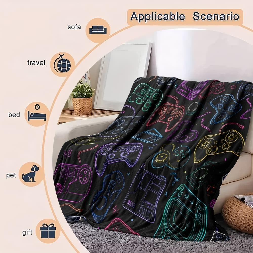 Coperta Carina Multifunzionale 180x220cm Coperta Divano Morbida Accogliente Colori Al Neon Coperta Copriletto Pelosa, Coperta di Flanella Blanket Stampe a Tema Gioco Coperta per letto Matrimoniale