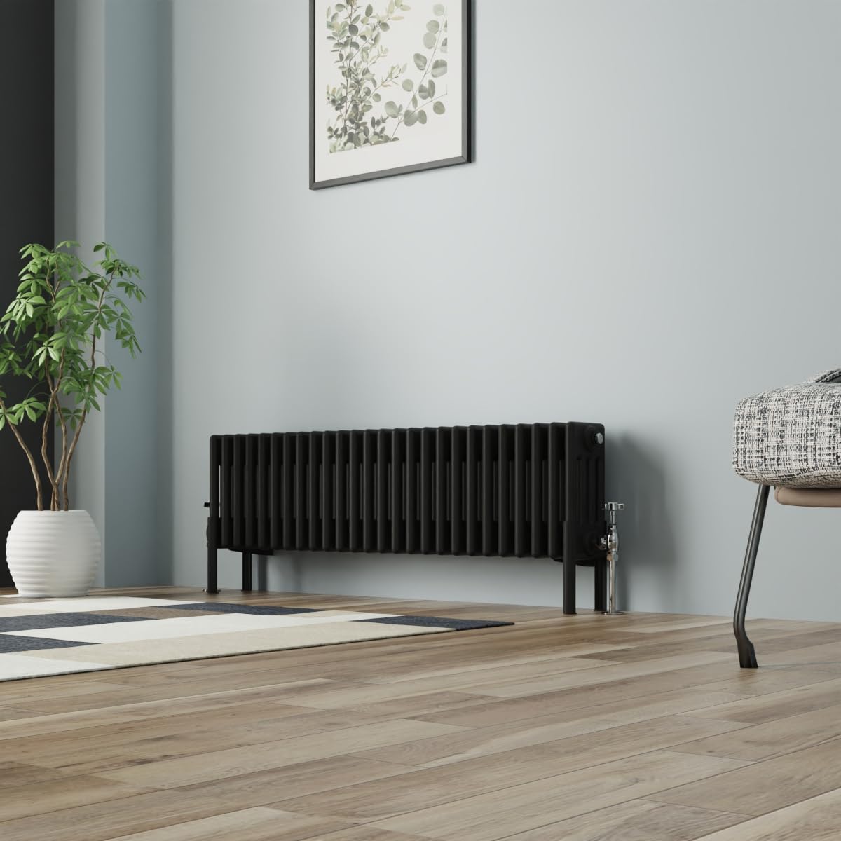 Nrg Black Cast Iron Radiator Four Column 300X1190mm