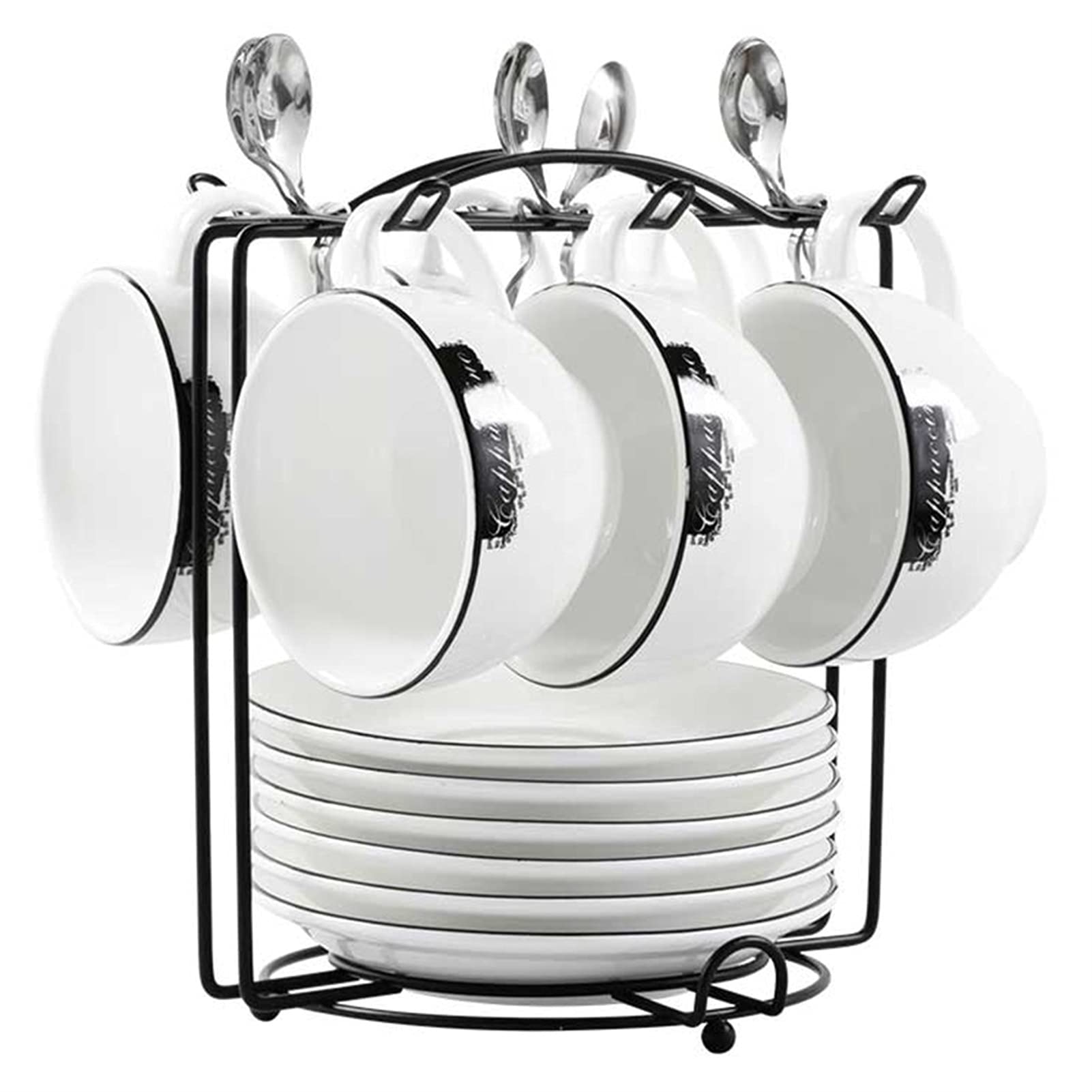 Zestawy filiżanek i spodków Europejski styl moda filiżanka kawy domu prosta ceramiczna herbata zestaw kreatywny prezent wakacyjny Zestaw kubków (Color : B)
