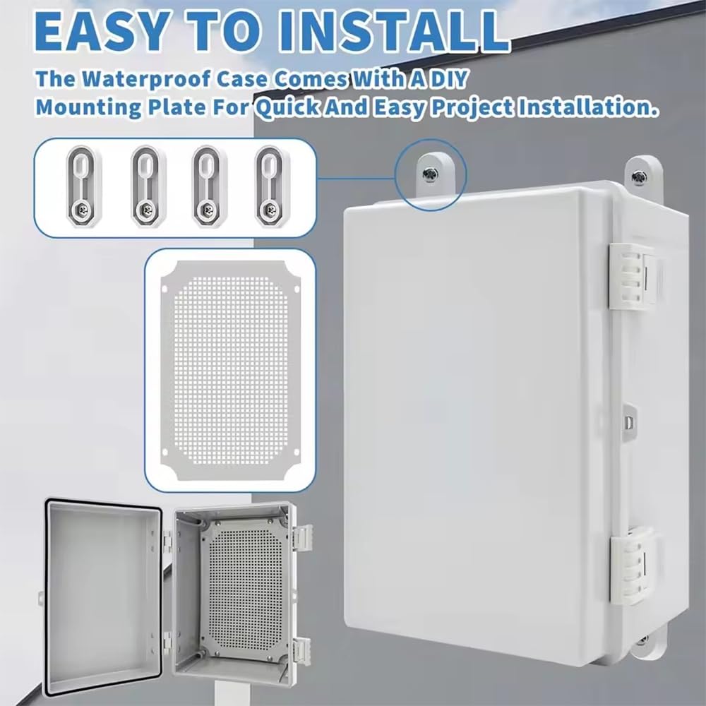 NEWFUN Boitier Electrique Etanche, Boite de Derivation Electrique IP66, Armoire de Commande Extérieure Avec Accessoires de Montage Mural (300 * 300 * 170)