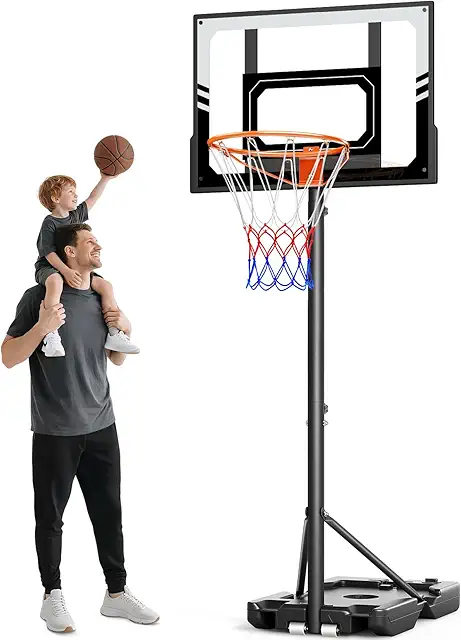Outdoor Basketballkorb Kinder 107-213 cm Höhenverstellbar mit Rollen und Bruchsicherer Rückwand