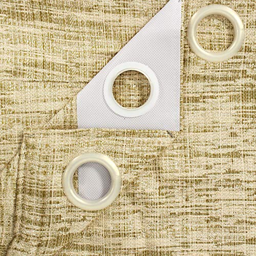 Image of Story@Home Bloom Collection Jacquard Weaving Solid Pattern Ring top Eyelet 1 Piece Door Curtain - 7 Feet, Rough Beige