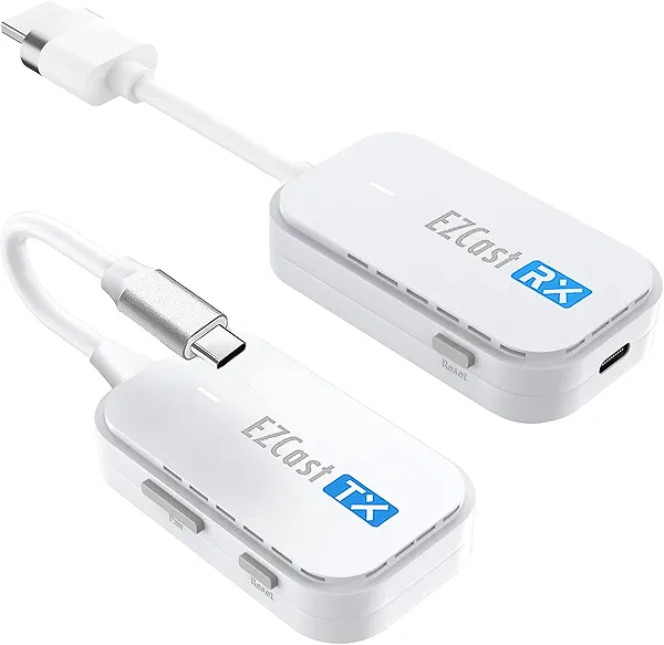 EZCast Wireless USB-C to HDMI Transmitter and Receiver, DisplayPort Screen Mirror from iPhone 15 to TV, 1080p HD, HDMI Extender, Wireless Display from Tablet and laptops to HDTV projectors