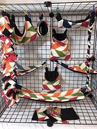The Kozy Kritter 15 Piece Multi Color Broken Chevron Sugar Glider Cage Set