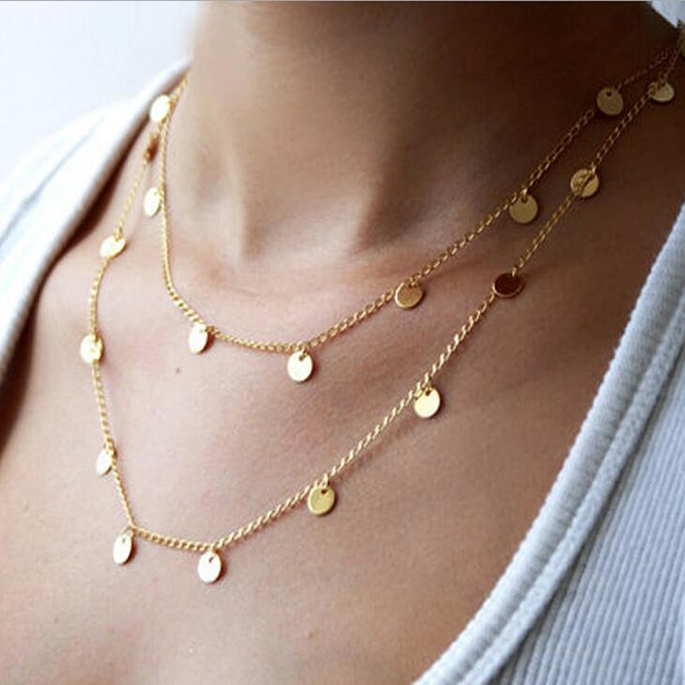 A & C Fashion Bohemia 2 Layered Pendant Necklace Jewellery for Women. Unique Alloy Torque for Girl.