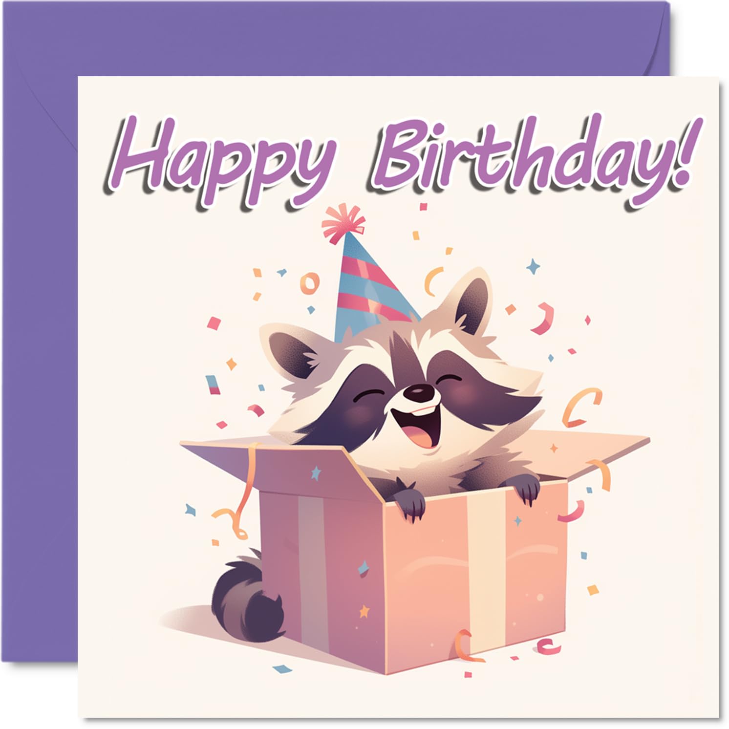 Raccoon Birthday Cards - Animal Gifts - Happy Birthday Card for Son Daughter Brother Sister Grandson Granddaughter Niece Nephew Cousin, 145mm Bday Greeting Cards