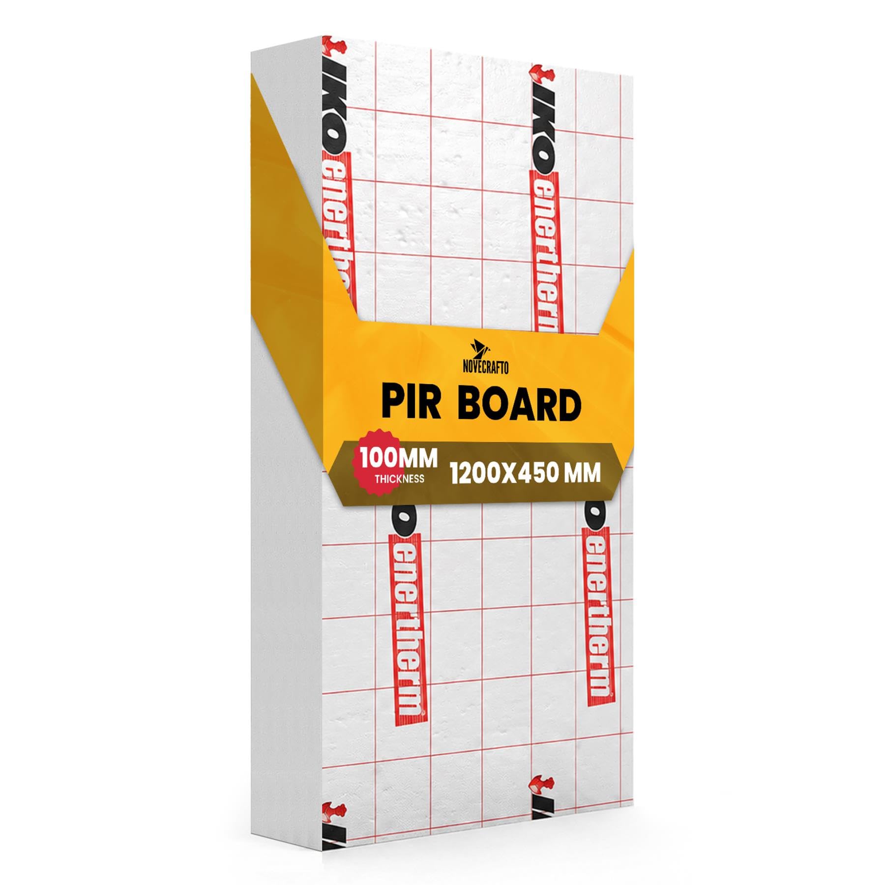 NOVECRAFTO PIR Insulation Board 1200 x 450 x 100mm, 1 Pack (0.54 m²) – Foil Faced High-Performance Rigid Thermal Insulation Foam Panels for Walls, Roofs, Floors & Garden Rooms — image 1