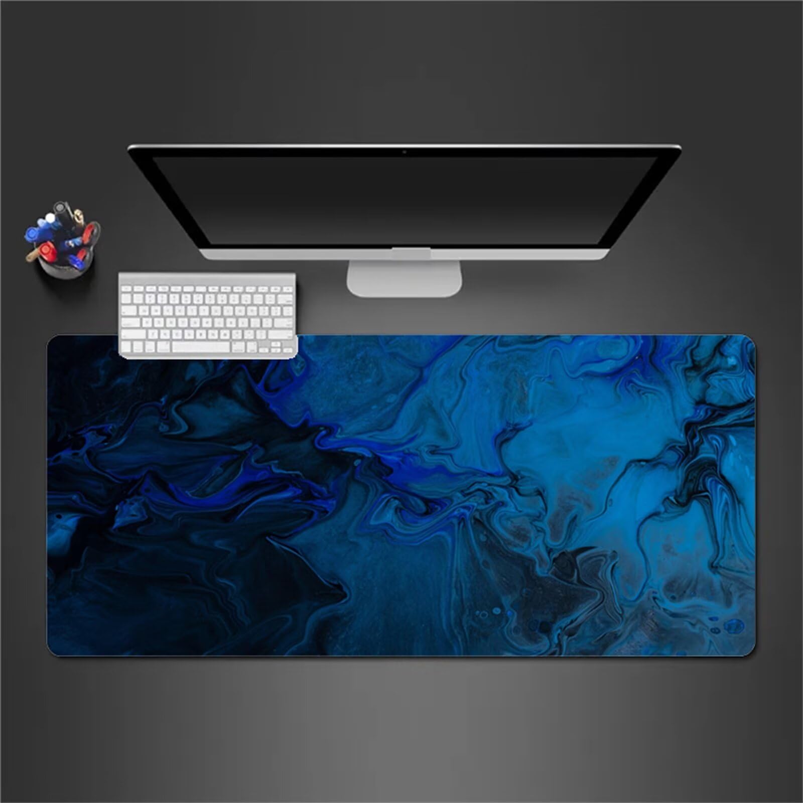 Alfombrilla Raton Gaming XXL 1200x600x3cm Alfombrilla de Ratón Grande Alfombrilla Gaming de Escritorio con Base Antideslizante para Gamers PC y Portátil (Líquido Azul)