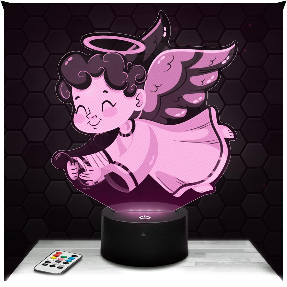 Lampephoto.fr - Angel Lyre 3D Lamp Decoration Cupid Valentine's Day, Gift idea for Men and Women, Angel Lyre Object, Adult Night Light, Bedroom DecoratioN. Original Christmas, Gift Idea, Merchandising