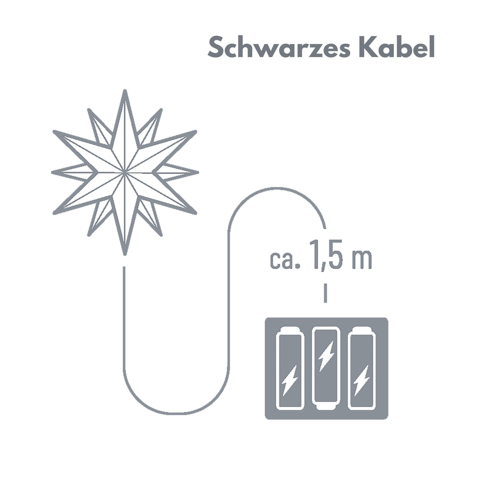 Novaliv 3x LED Dekosterne Klein 12cm WEISS mit Batteriefach für 3 AA Batterien 6h Timerfunktion (1,5m Kabel) Weihnachtsdeko Kinderzimmer Batterie 3D Stern 18 Zackig Leuchtstern LED Lichterkette