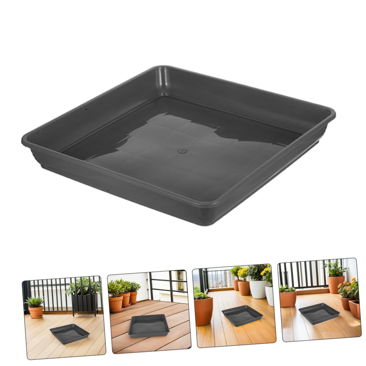 UPKOCH 3 Stück Quadratische Pflanzuntersetzer aus Dickem Wetterbeständigem Kunststoff Stabile Abtropfschalen für Blumentöpfe für Sukkulenten Bonsai Indoor und Outdoor Graue Pflanzschalen