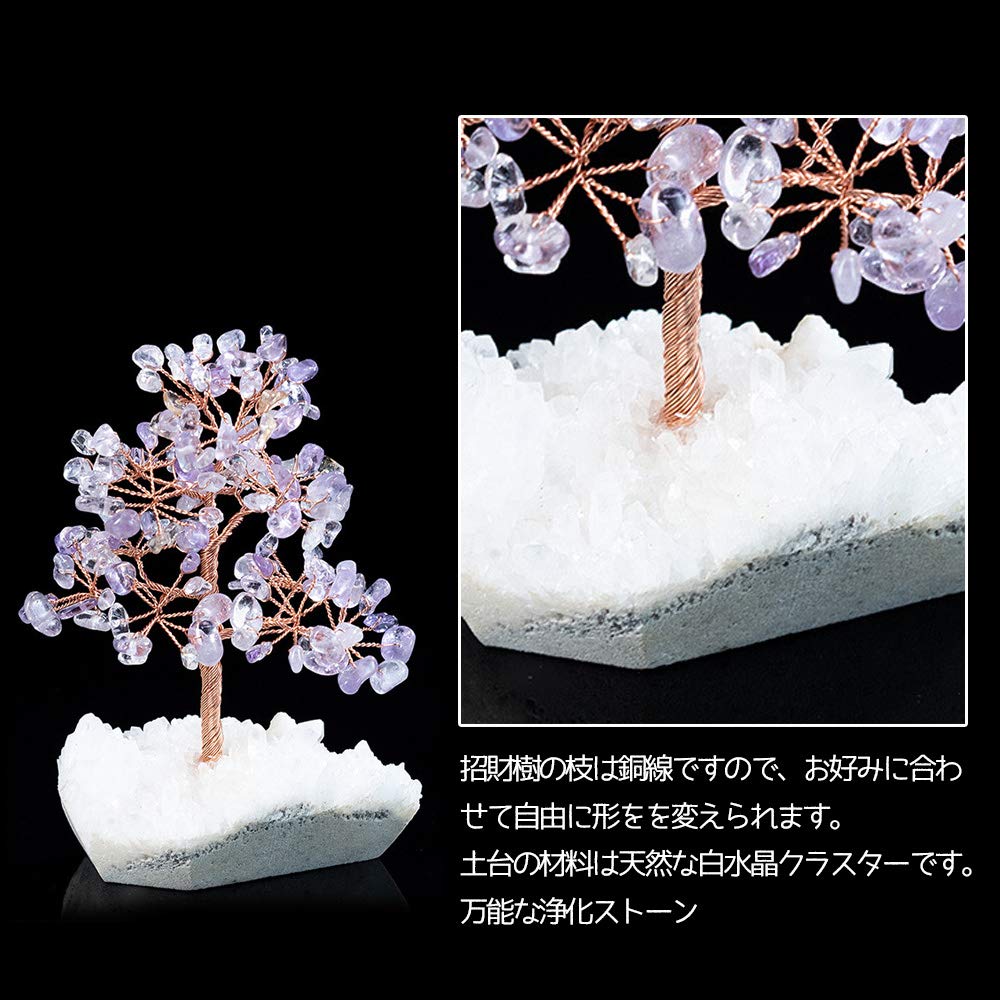 Amazon.co.jp: 招財樹 金のなる木【黄紫水晶 アメトリン】 ピンク 水晶 