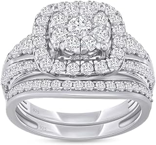 Double Halo Engagement Ring Set