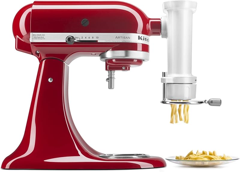KitchenAid KSMPEXTA Accesorio de prensa de pasta gourmet para batidoras Kitchenaid | Se adapta a todas las batidoras de pie KitchenAid domésticas, 6 discos de cambio rápido, estuche de almacenamiento, cortador de alambre incorporado, fácil de limpiar