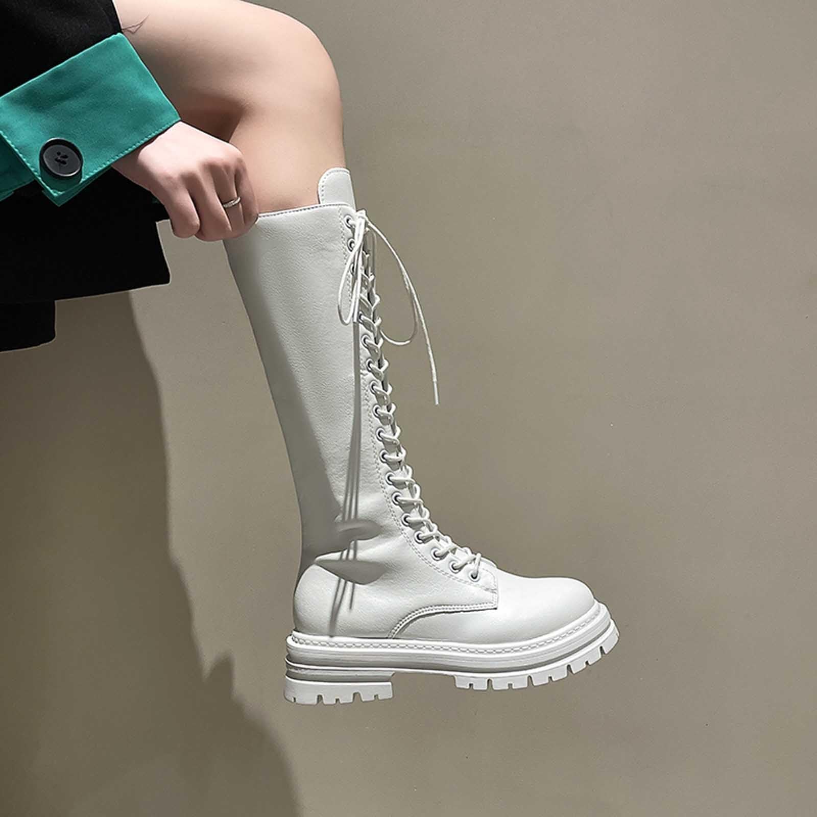 Generisch Botas altas hasta la rodilla para mujer, de ante y vaquero, botas de invierno, elegantes, con cordones, estilo occidental, botas de equitación para otoño e invierno