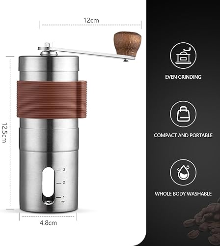 Miniatura 3 de Ankrs Molinillo de café manual, molinillo de café manual de acero inoxidable, molinillo de café de mano pequeño portátil para Expressp, Chemex,