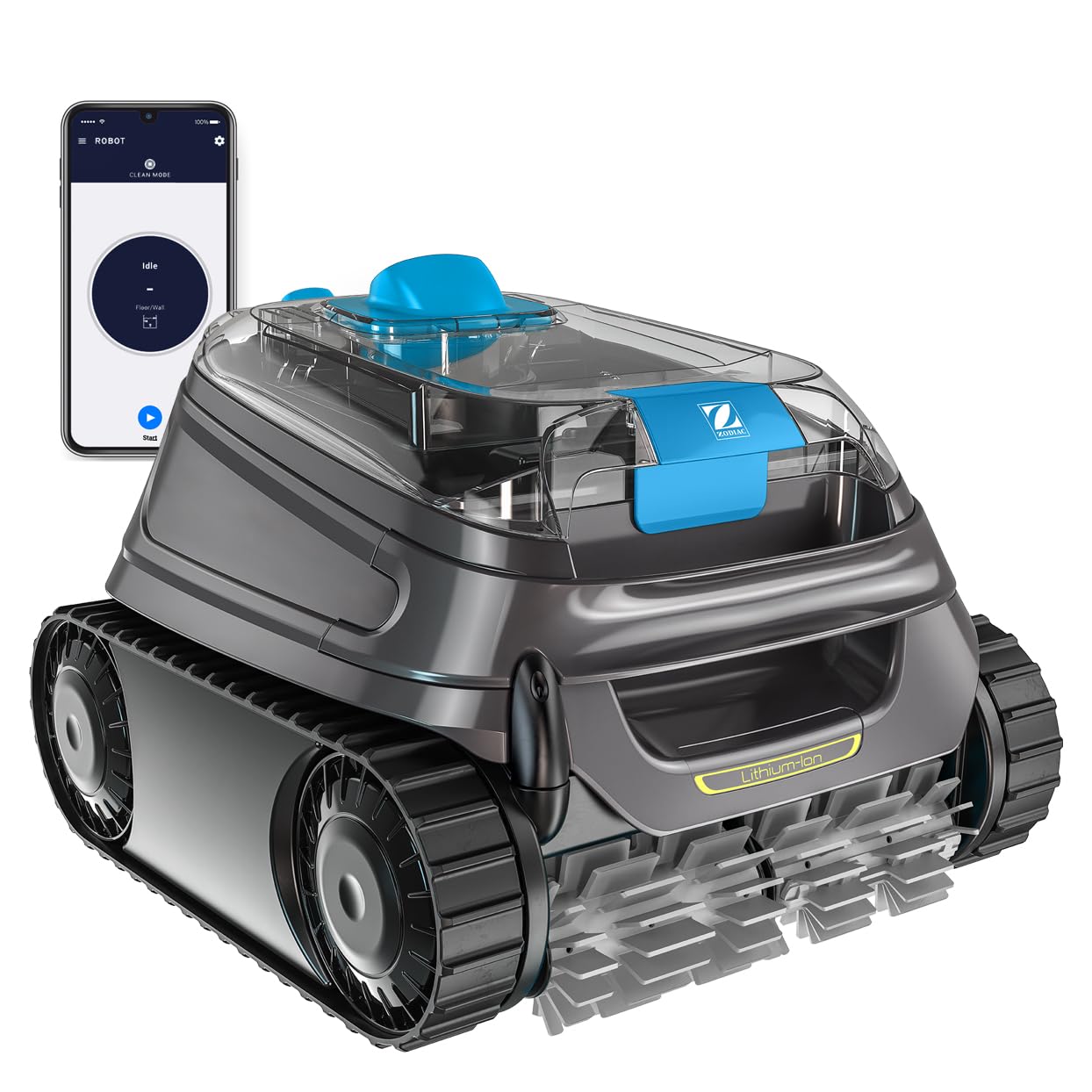 Zodiac Freedom CNX-Li 52 iQ limpiafondos sin Cable para Piscinas de hasta 10x5m, Limpia Fondo, Paredes y Linea de flotación. Batería de Litio, estación de Carga y conectividad Mediante App iAqualink
