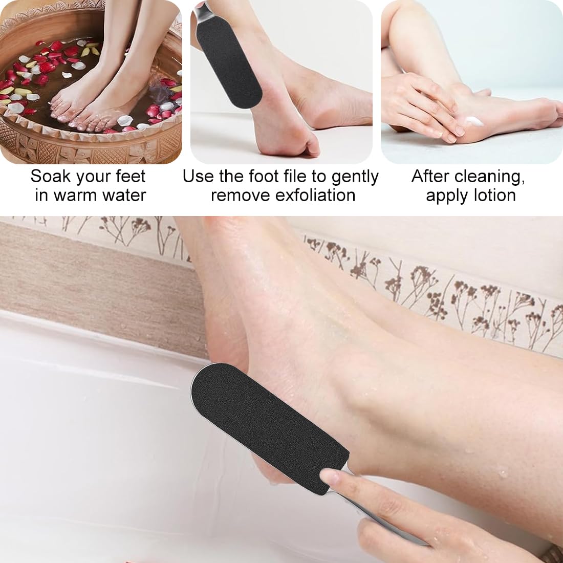 1 lima para pies con 20 recambios de lima para pedicura, lima para pies de acero inoxidable con papel de lija de repuesto, removedor de callos de acero inoxidable para piel seca