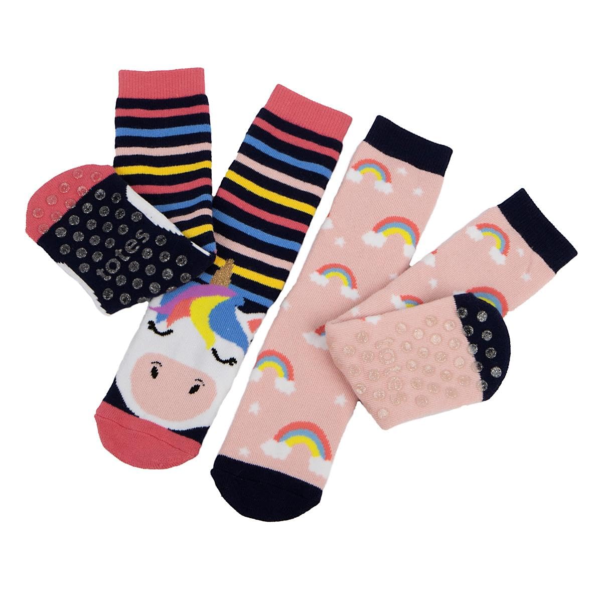 Totes Unicorn Toasties Childrens Original Slipper Socks (Twin Pack)