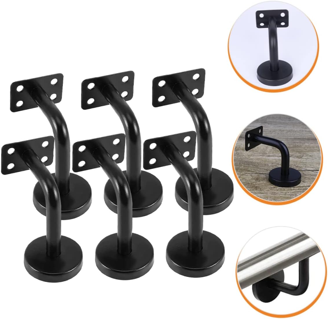 6pcs Modern Stair Handrail Bracket Stainless Steel Handrail Brackets for Outdoor Stairs Grab Bars Fire Corridors
