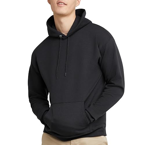 Hanes EcoSmart Hoodie, Midweight Fleece, Pullover Hooded Sweatshirt for Men - Large - Black